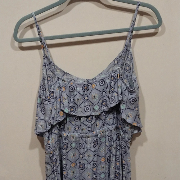 NWT Mudd Blue Floral Flounce Top Maxi Dress Sz L -Boho Festival Romantic Event - Picture 6 of 7